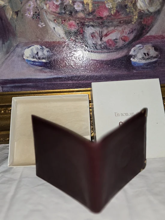 CELINE Burgundy Leather Bi-Fold Card Wallet - Picture 5 of 6